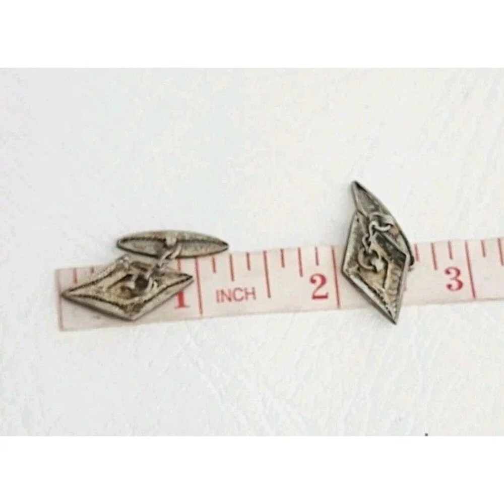 Vintage Cufflinks Filigree Diamond Shape Sterling silver 1